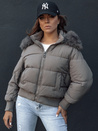 Ženska prešita zimska jakna s krznom COLDPACK temno siva Dstreet TY4428