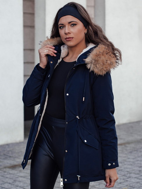 Ženska zimska jakna CHICOK s krznom, izolirana, mornarsko modra Dstreet TY4612