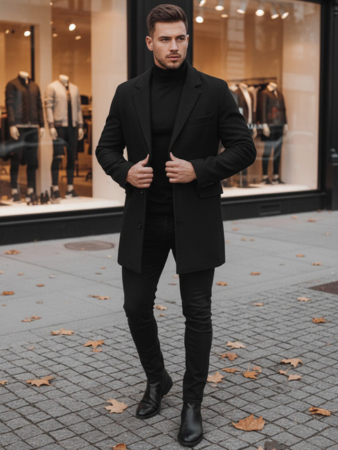 Moški dolgi plašč Barva Črna DSTREET CX0380