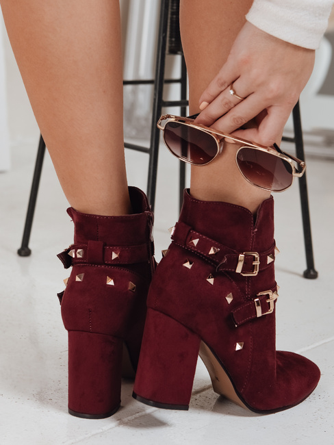 Ženski semiš rdeči škornji Dstreet ZY1307