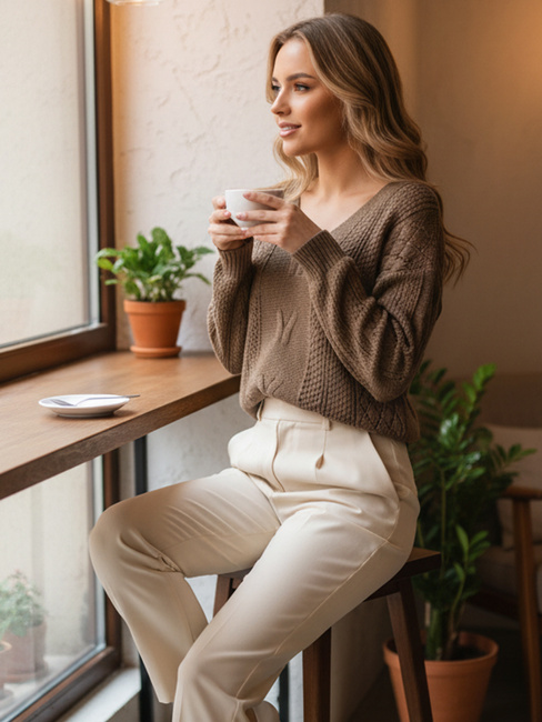 Ženski pulover LACEONIA beige Dstreet MY2404