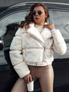 Ženska zimska krznena jakna SAVARA beige Dstreet TY4694