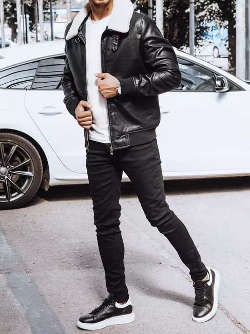 Moška usnjena jakna črna Dstreet TX4233