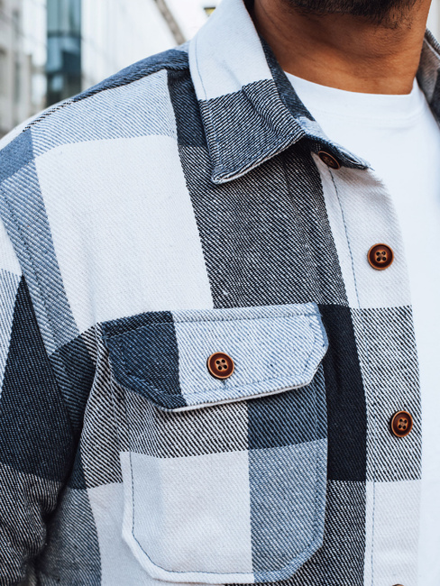 Moška modra karirasta flanelasta srajca Dstreet DX2676