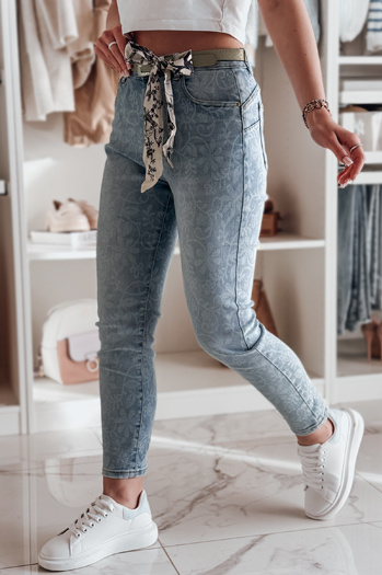 Ženske oprijete jeans hlače s pasom FLORENCIO blue Dstreet UY2457