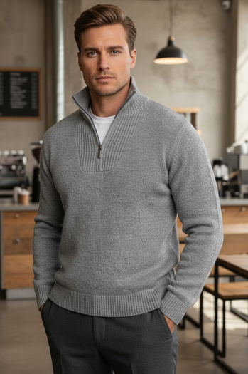 Moški izolirani pulover s stojalom svetlo siva Dstreet WX2353