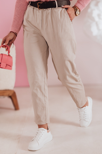 Ženske hlače s pasom SOFELIA mocha Dstreet UY2505