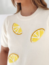 Ženski prevelik pulover z limonami Lemon ecru Dstreet MY2475