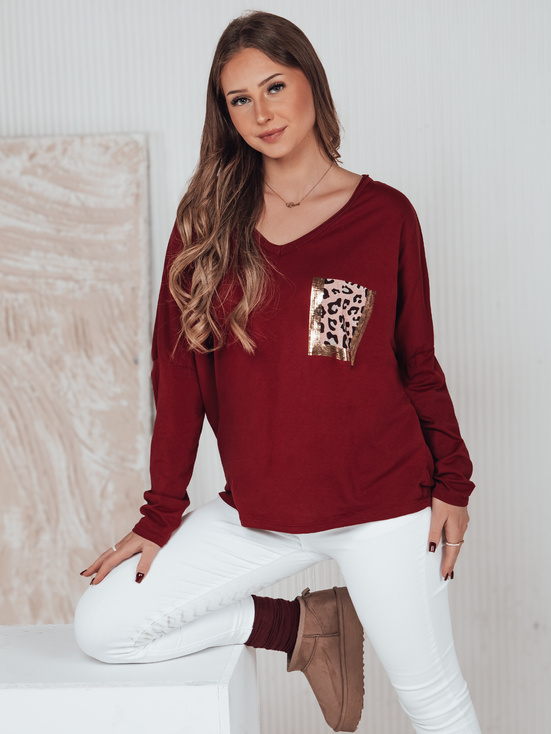 GLAMZONE ženska bluza s potiskom oversize bordo barve Dstreet RY2681