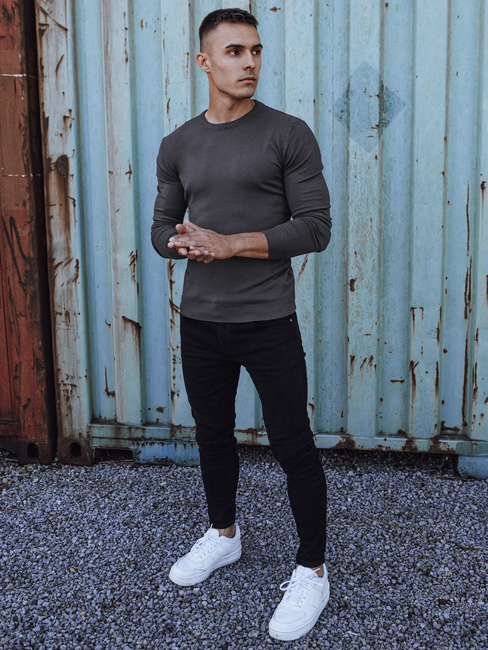 Moški klasični pulover temno sive barve Dstreet WX2225