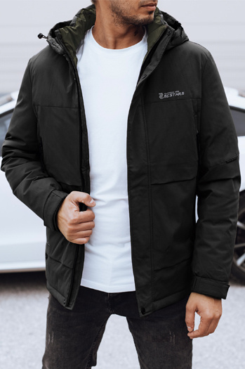 Moška zimska jakna s kapuco črna Dstreet TX4908