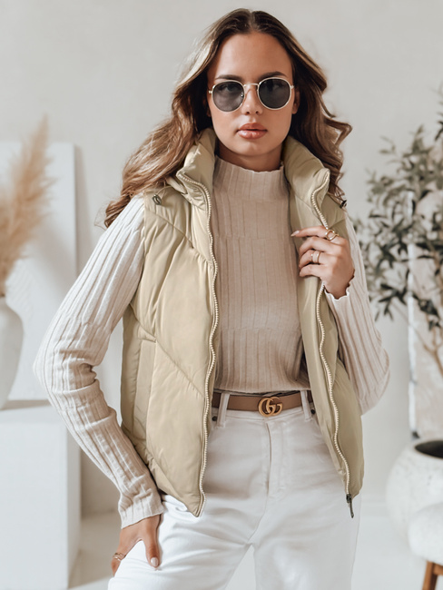 Ženski prešiti telovnik LIKEHUGS beige Dstreet TY4979
