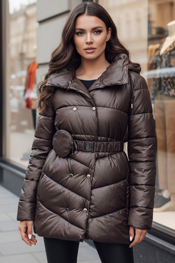 Ženski prešiti zimski plašč s kapuco BLOOM mocha Dstreet TY4517z