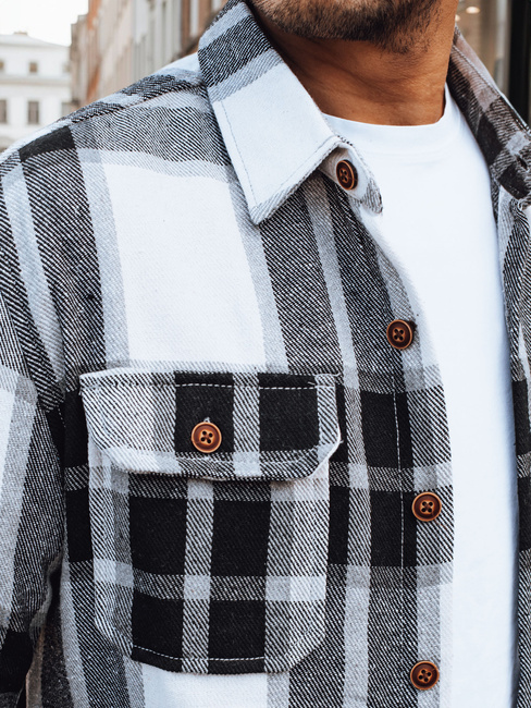 Moška črno-bela karirasta flanelasta srajca Dstreet DX2673