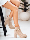 Ženski semiš škornji s peto, bež Dstreet ZY1265