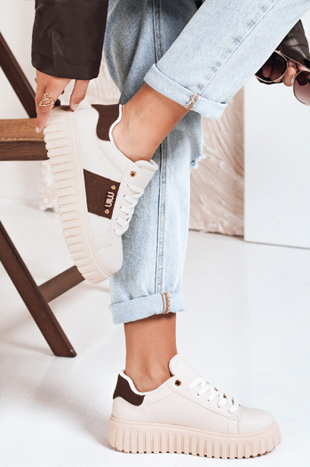 Ženske superge na platformi bež Dstreet ZY1057