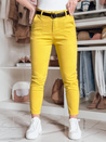Ženske hlače tankega kroja s pasom TAIRONIK mustard Dstreet UY2539