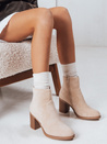 Ženski škornji Dstreet iz semiša v bež barvi ZY1248
