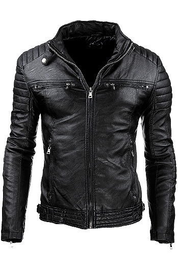 Moška usnjena jakna Barva Zelena DSTREET TX3247