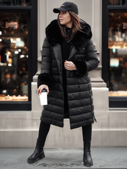 Ženska prešita dolga jakna ZAELEGANTE black Dstreet TY4779