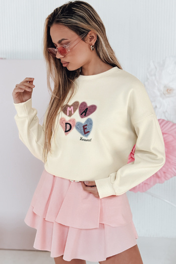 Ženska prevelika majica s srčki MADELIN beige Dstreet BY1461