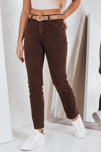 Ženske tanke zožene kavbojke rjave barve Dstreet UY2843