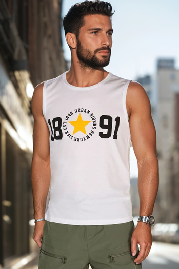 Moška srajca brez rokavov bela Dstreet RX5651