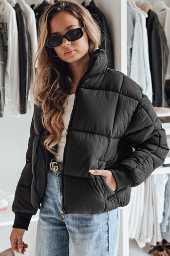 Ženska zimska kratka prešita jakna VIBEGIRL black Dstreet TY4948