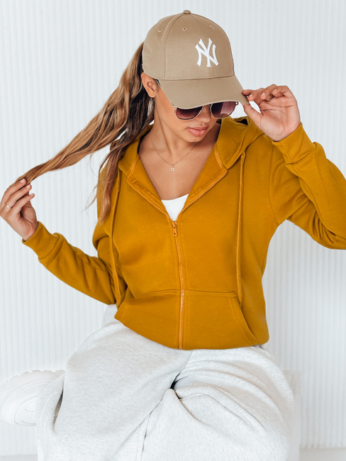 Bluza damska rozpinana z kapturem kamelowa BY0227
