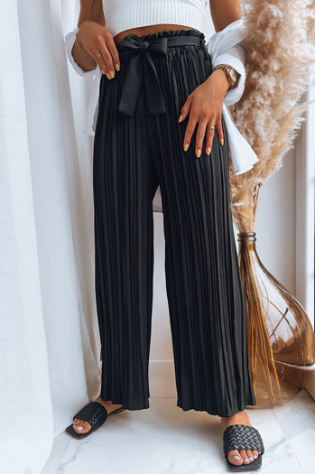 Ženske hlače casual RUFFLES Barva Črna DSTREET UY1539