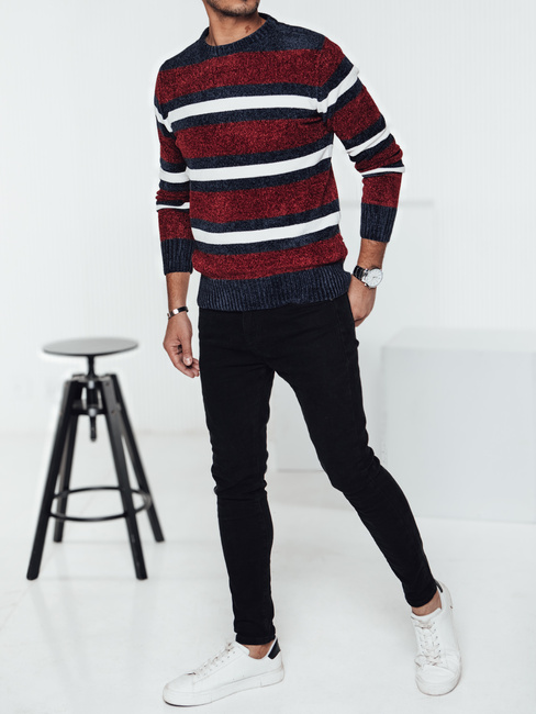 Moški črtasti pulover rdeče barve Dstreet WX2264