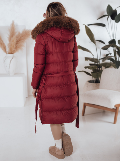 Ženska prešita zimska jakna s krznom STYLEBELLA rdeča Dstreet TY5008