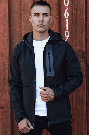 Kurtka męska przejściowa softshell z kapturem granatowa Dstreet TX4813