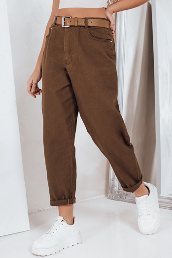 Ženske kavbojke mom fit rjave barve Dstreet UY2844