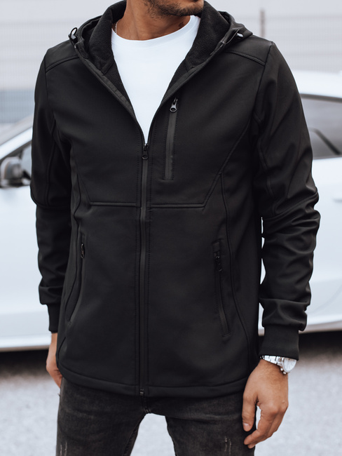 Moška prehodna softshell jakna s kapuco črna Dstreet TX4819