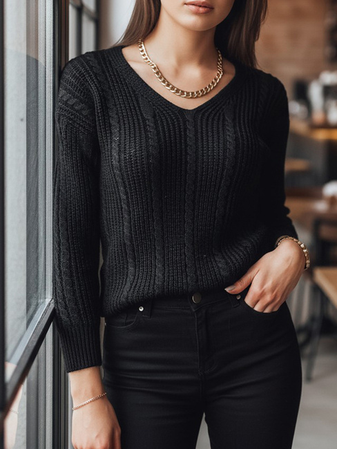 Ženski dolgi pulover WELLMA Barva Črna  DSTREET MY1769