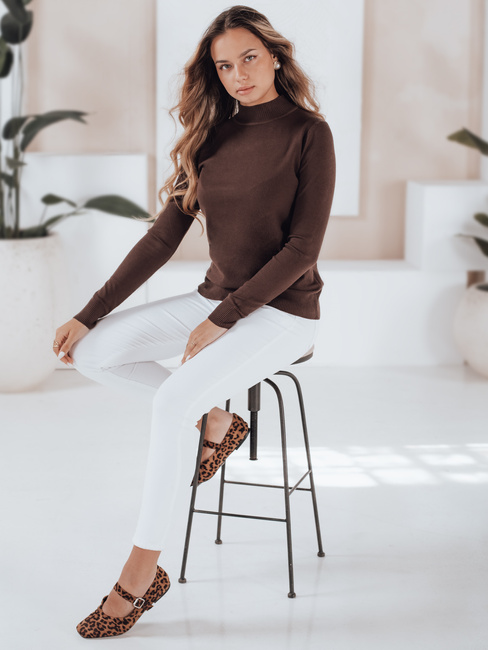 Ženski pulover s polovičnim rolojem TARLENA brown Dstreet MY2481