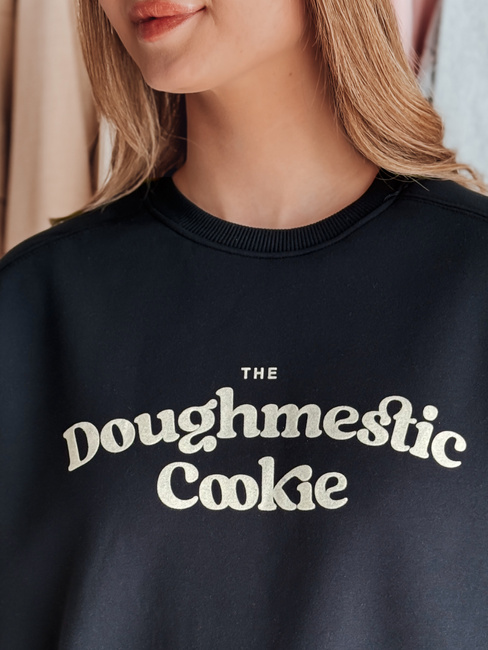 Ženska bluza prevelike velikosti s potiskom COOKIES mornarsko modra Dstreet BY1447
