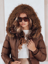 Ženska prešita zimska jakna s krznom STYLEBELLA rjava Dstreet TY5009