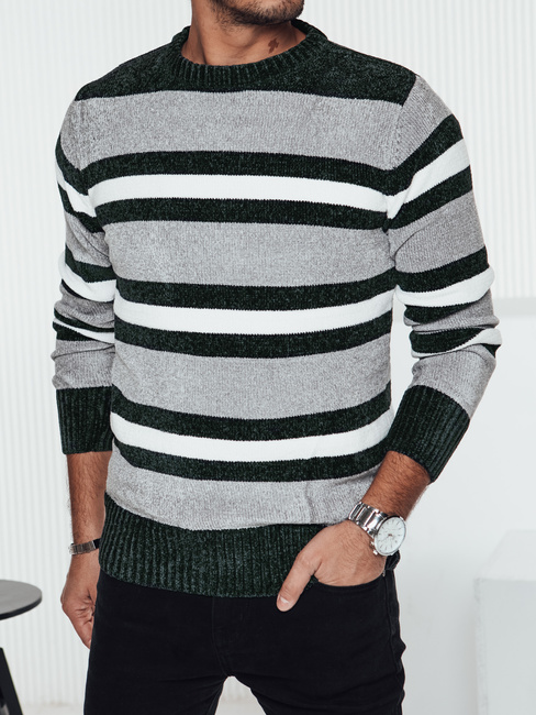 Moški črtast siv pulover Dstreet WX2262