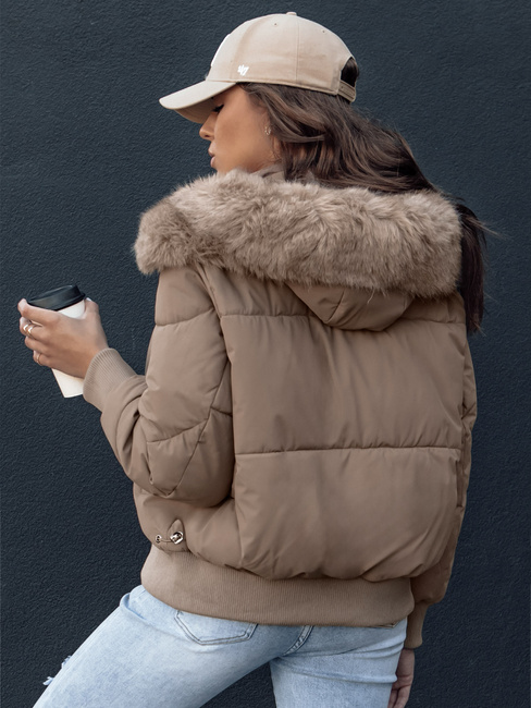 Ženska prešita zimska jakna s krznom COLDPACK camel Dstreet TY4427