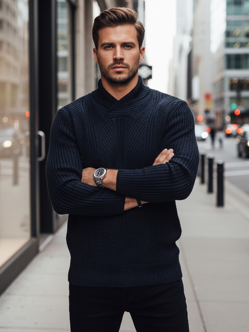 Moški pulover v mornarsko modri barvi Dstreet WX2257z