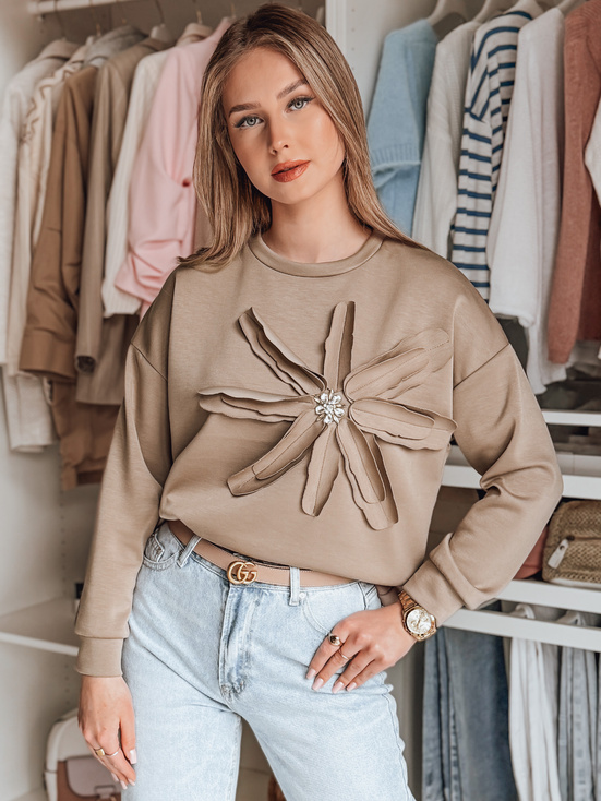 Ženska bluza prevelike velikosti s cvetjem PETITKA mocha Dstreet BY1386