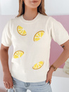 Ženski prevelik pulover z limonami Lemon ecru Dstreet MY2475
