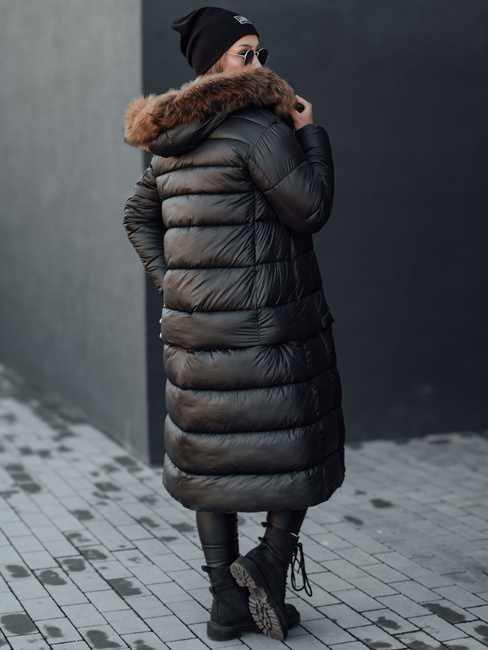 Ženska prešita zimska jakna s kapuco CROMBILA black Dstreet TY4100