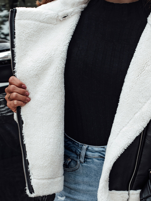 Ženska zimska usnjena jakna BELLCIAO black and beige Dstreet TY4685z