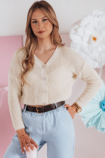 Ženski pulover ene velikosti oversize rebrasti SWEETDREAM ecru Dstreet MY2457