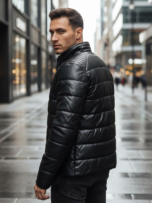 Moška izolirana usnjena jakna črna Dstreet TX5115