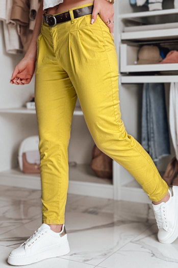 Ženske hlače s pasom MODELA mustard Dstreet UY2563