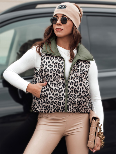 Ženski prehodni kratki prešiti dvosmerni jopič LEOVELLA zelene barve Dstreet TY5496